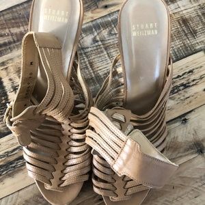 Stuart Weitzman camel leather strappy heel size 10